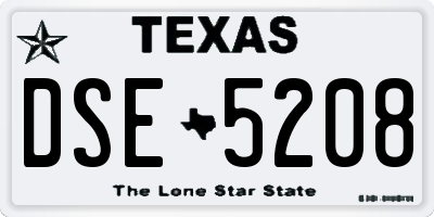 TX license plate DSE5208