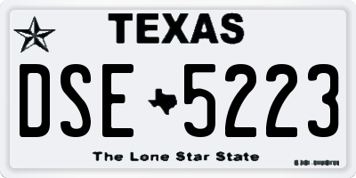 TX license plate DSE5223