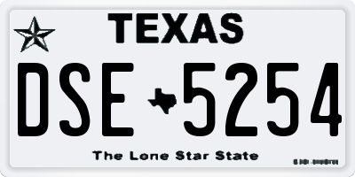 TX license plate DSE5254