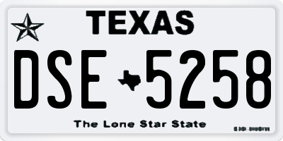 TX license plate DSE5258
