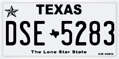 TX license plate DSE5283