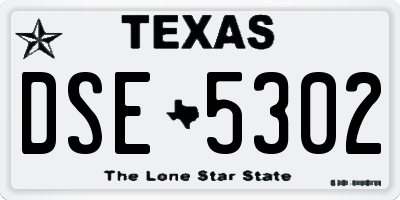 TX license plate DSE5302