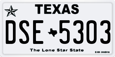 TX license plate DSE5303