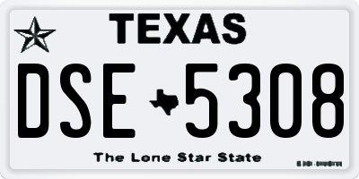 TX license plate DSE5308