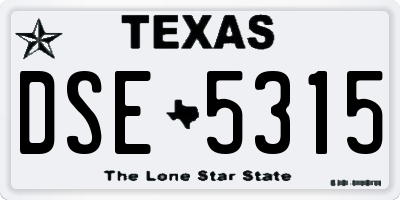 TX license plate DSE5315