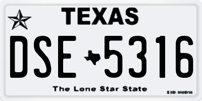 TX license plate DSE5316