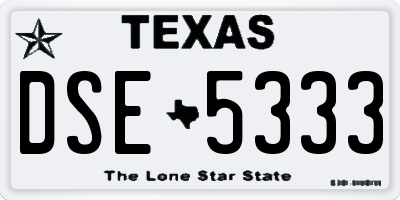 TX license plate DSE5333