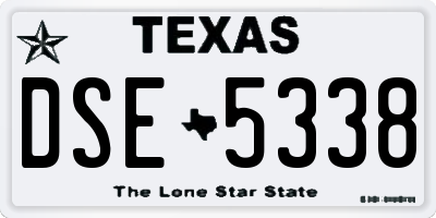 TX license plate DSE5338