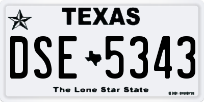 TX license plate DSE5343