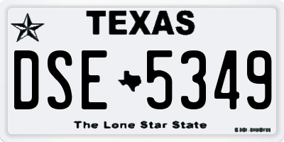 TX license plate DSE5349