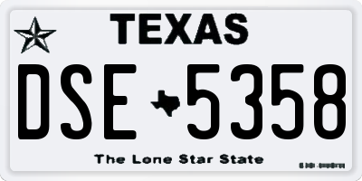 TX license plate DSE5358
