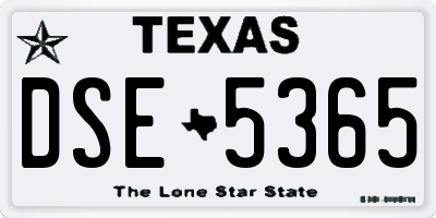 TX license plate DSE5365
