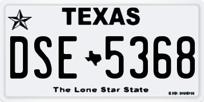 TX license plate DSE5368