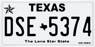 TX license plate DSE5374