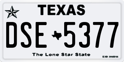 TX license plate DSE5377