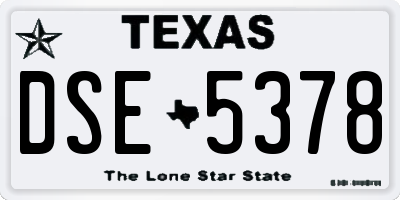 TX license plate DSE5378