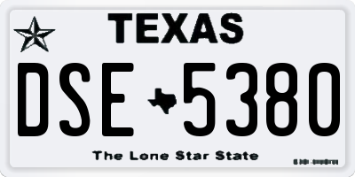 TX license plate DSE5380