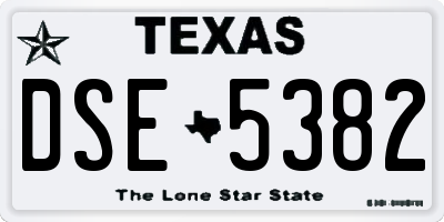 TX license plate DSE5382