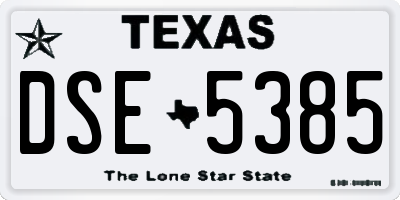 TX license plate DSE5385