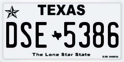 TX license plate DSE5386
