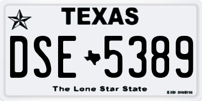 TX license plate DSE5389
