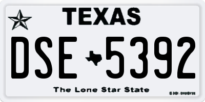 TX license plate DSE5392