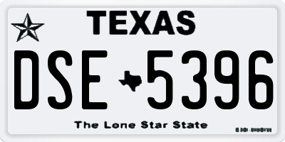 TX license plate DSE5396