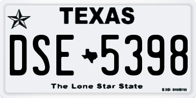 TX license plate DSE5398