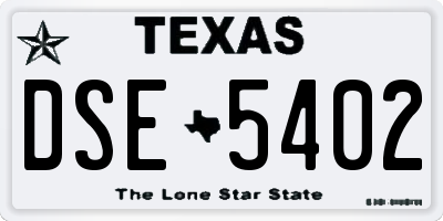 TX license plate DSE5402