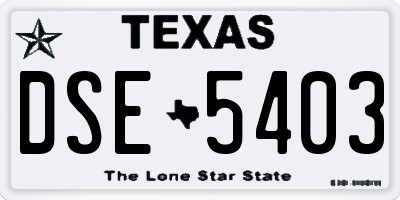 TX license plate DSE5403