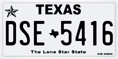 TX license plate DSE5416