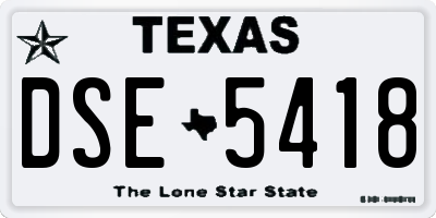 TX license plate DSE5418