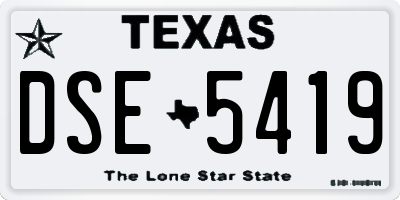 TX license plate DSE5419