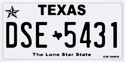 TX license plate DSE5431
