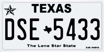 TX license plate DSE5433
