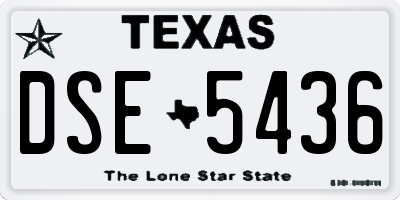 TX license plate DSE5436