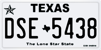 TX license plate DSE5438