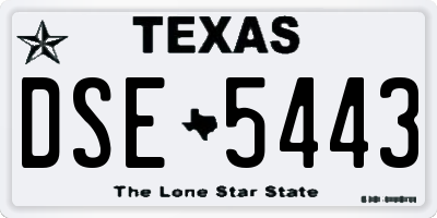 TX license plate DSE5443