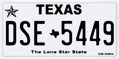 TX license plate DSE5449