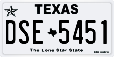 TX license plate DSE5451