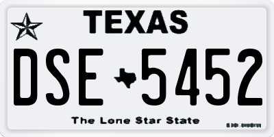 TX license plate DSE5452