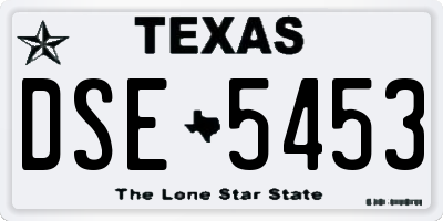 TX license plate DSE5453