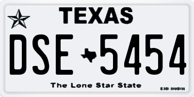 TX license plate DSE5454