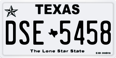TX license plate DSE5458