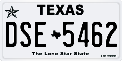 TX license plate DSE5462