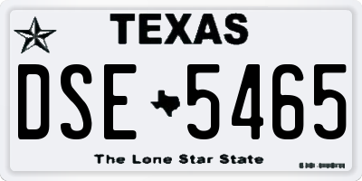 TX license plate DSE5465