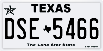 TX license plate DSE5466