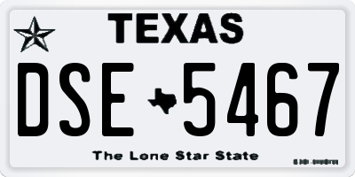 TX license plate DSE5467