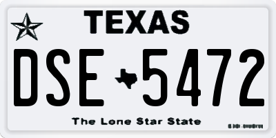 TX license plate DSE5472