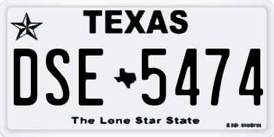 TX license plate DSE5474